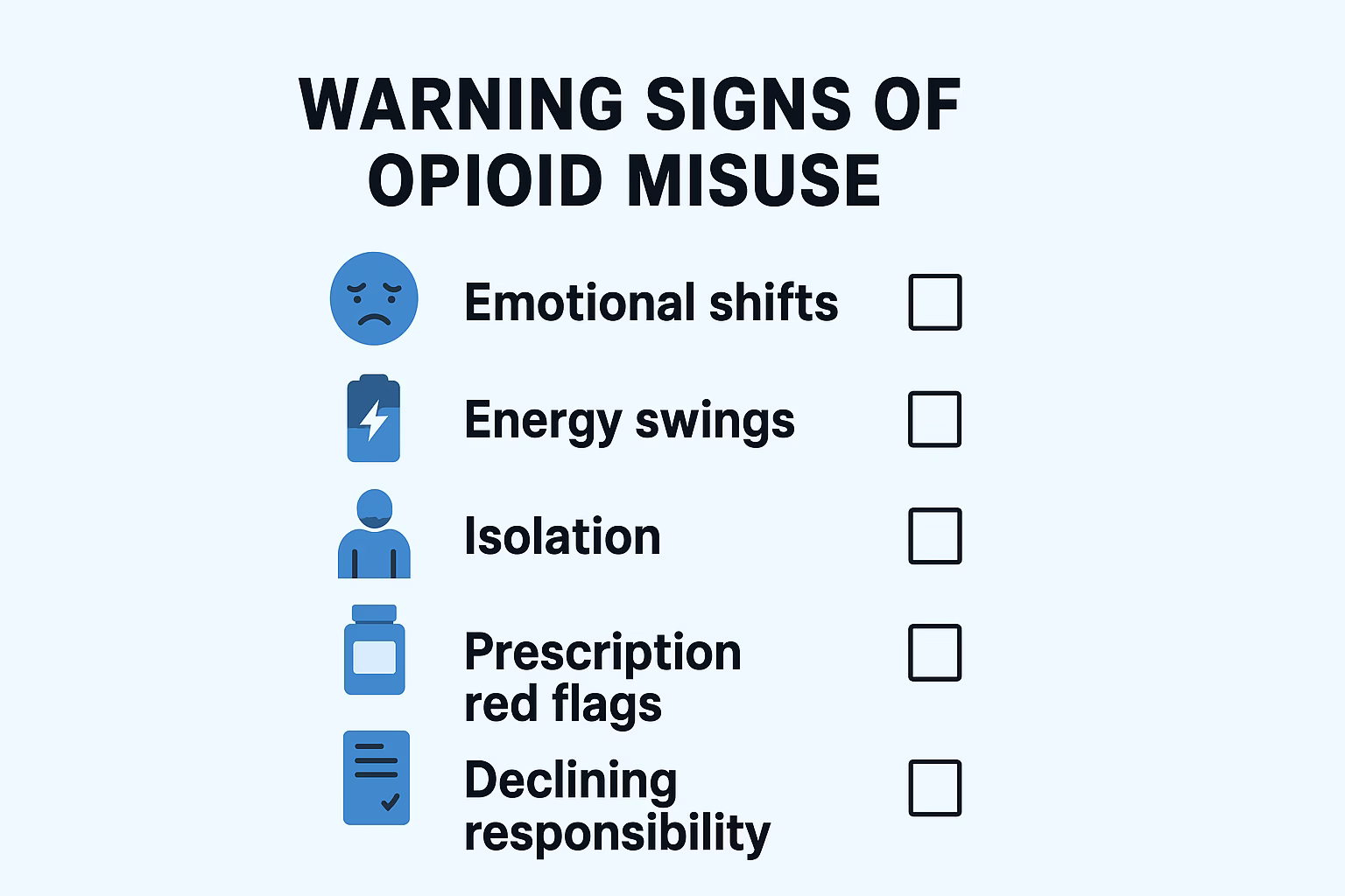 Emotional Rollercoaster: Christine Brown's Oxycodone Battle—What Families Can Learn 4 checklist that shows frequent indications of addiction.